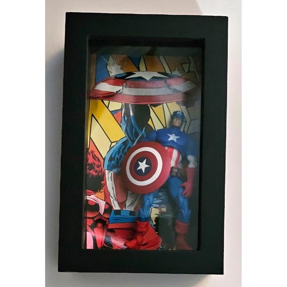 Marvel Hasbro 2009 4” Captain America Action Figure in Shadow Box - Picture 1 of 2